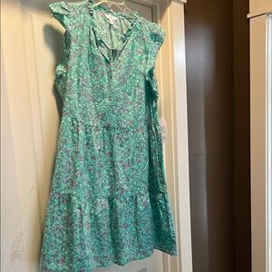 Time and Tru Green Ruffled Tiered Sundress